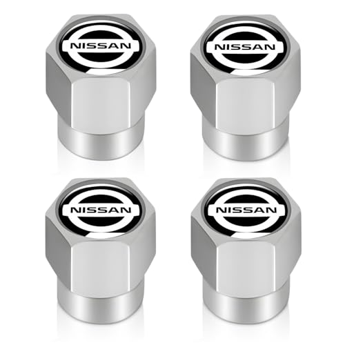 XIGRALUCK Tire Valve Stem Cap for Nissan Metal Tire Stem Cover with Belt O-Ring Air caps Sports Accessories 4 Pack - Image 1