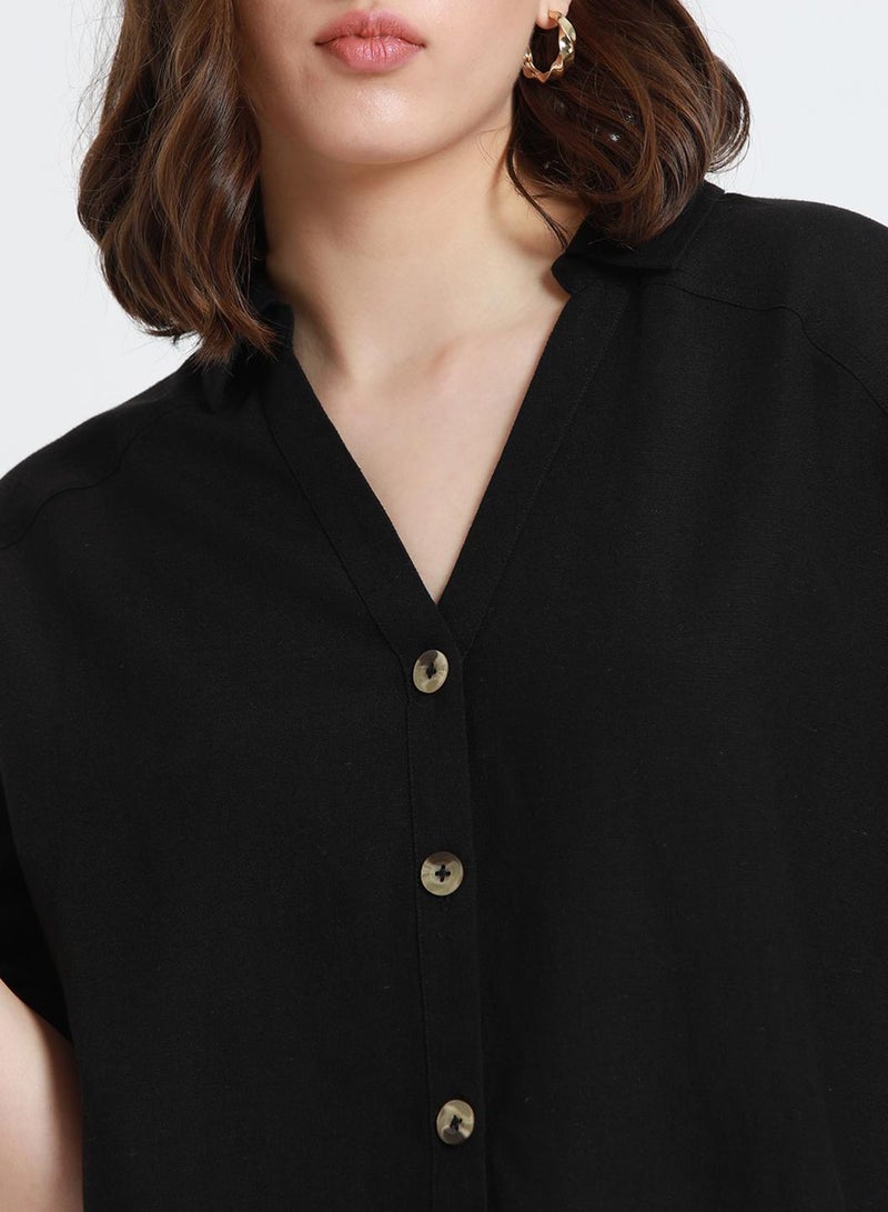 Dennis Lingo Black Shirt for Women - Cotton Viscose Flex, Regular Fit - Image 3
