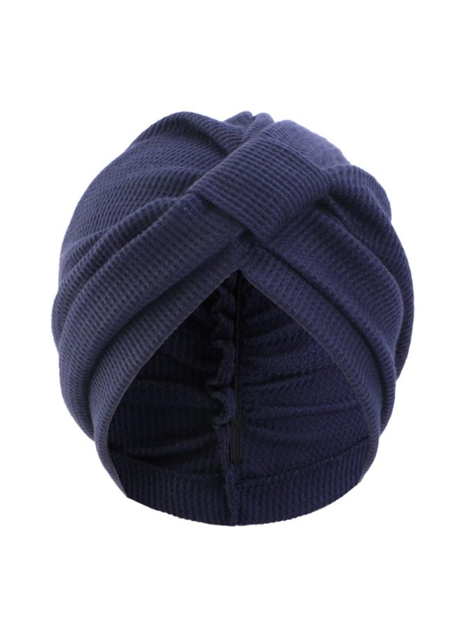 Waffle Cotton Turban Head Wrap, Cross Design, Elastic Headscarf, 4 Pack - Navy, Black, Gray, Brown, 19x25cm - Image 5