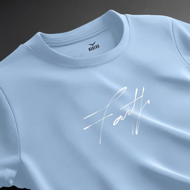 نوبيرو Men's Blue Regular Fit T-Shirt for Men