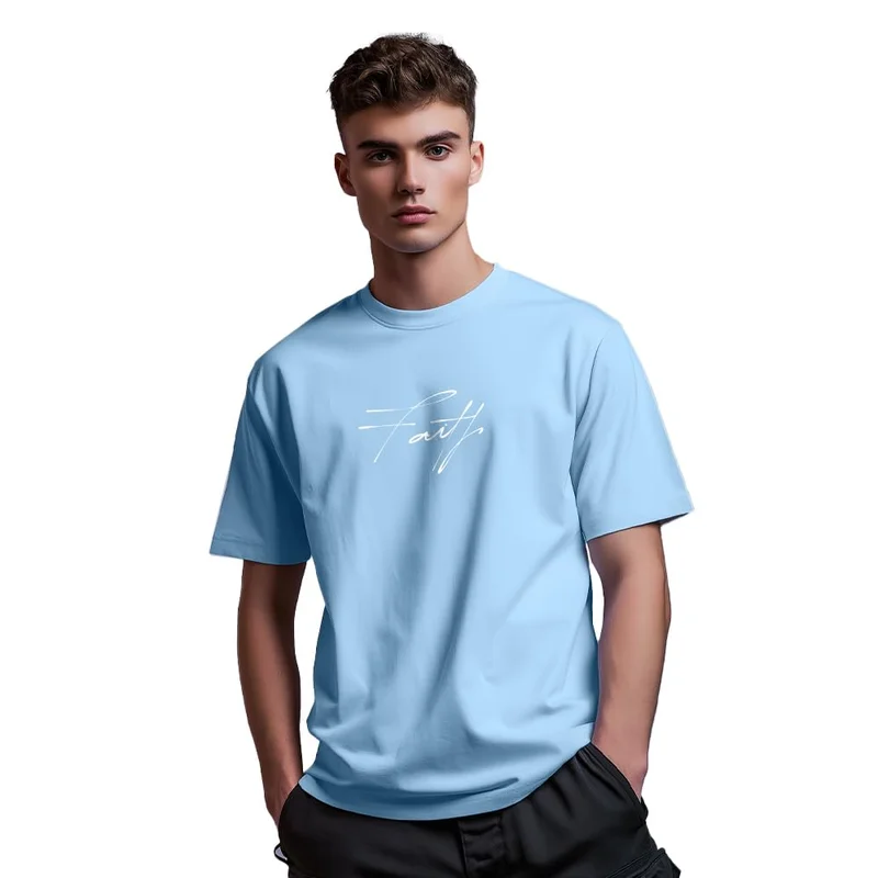 Men's Blue Regular Fit T-Shirt for Men