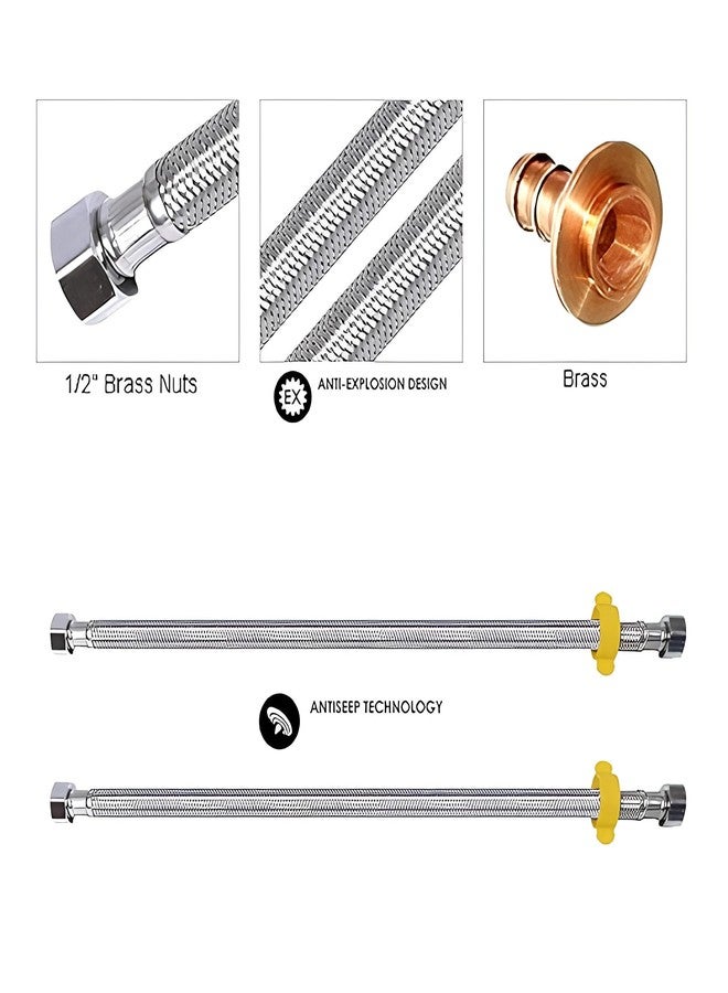 New Ware Stainless Steel 304 Connection Hose Pipe 18 Inch | Premium Water Supply Pipe for Wash Basin, Geyser & Bathroom | Pack of 2 - Image 3