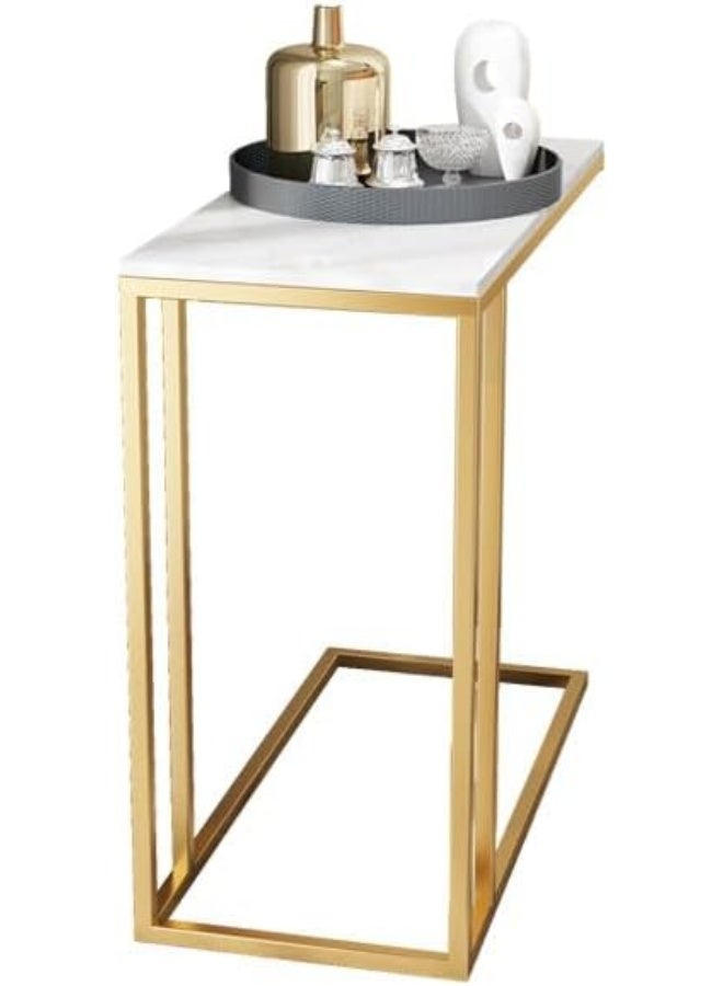 YINZUO Modern Marble Coffee Side Table with Metal Frame and Welding Joint, No Assembly Required, Elegant Tea Table for Living Room and Bedroom (Design 5) - Image 3