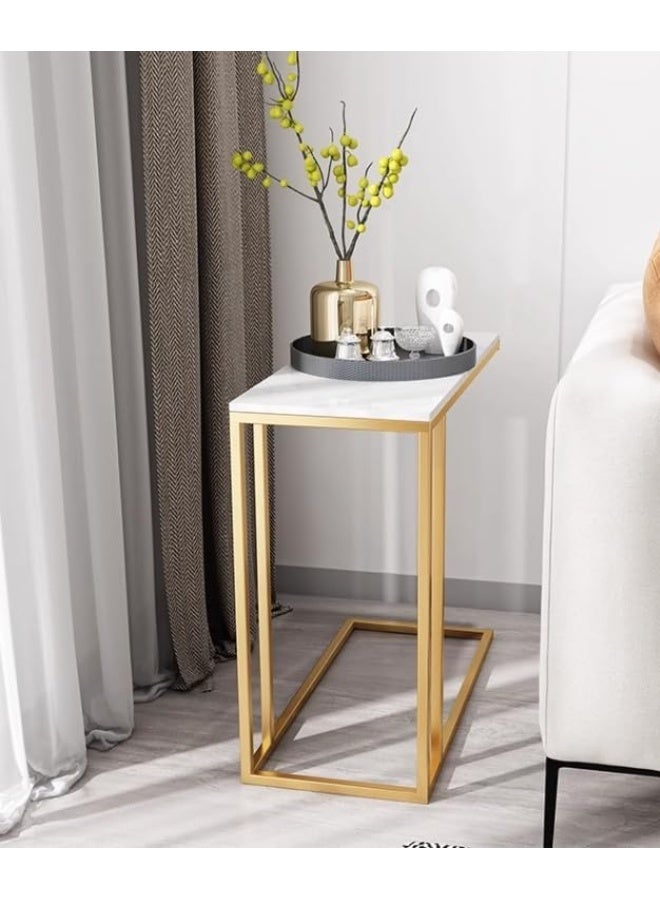 YINZUO Modern Marble Coffee Side Table with Metal Frame and Welding Joint, No Assembly Required, Elegant Tea Table for Living Room and Bedroom (Design 5) - Image 5