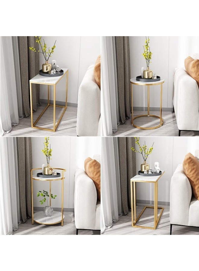 YINZUO Modern Marble Coffee Side Table with Metal Frame and Welding Joint, No Assembly Required, Elegant Tea Table for Living Room and Bedroom (Design 5) - Image 4
