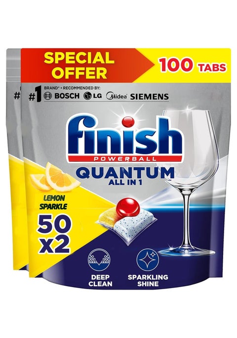 Powerball Quantum Dishwasher Detergent Lemon Sparkle All in One 2 x 50 Tabs