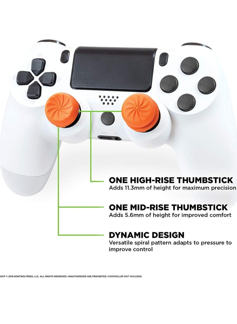 FPS Freek Vortex for Playstation 4 (PS4) and Playstation 5 (PS5) Controller, Performance Thumbsticks, Galaxy Themed Thumbstick Covers (1 High-Rise Convex, 1 Mid-Rise Concave, Orange) - Image 2