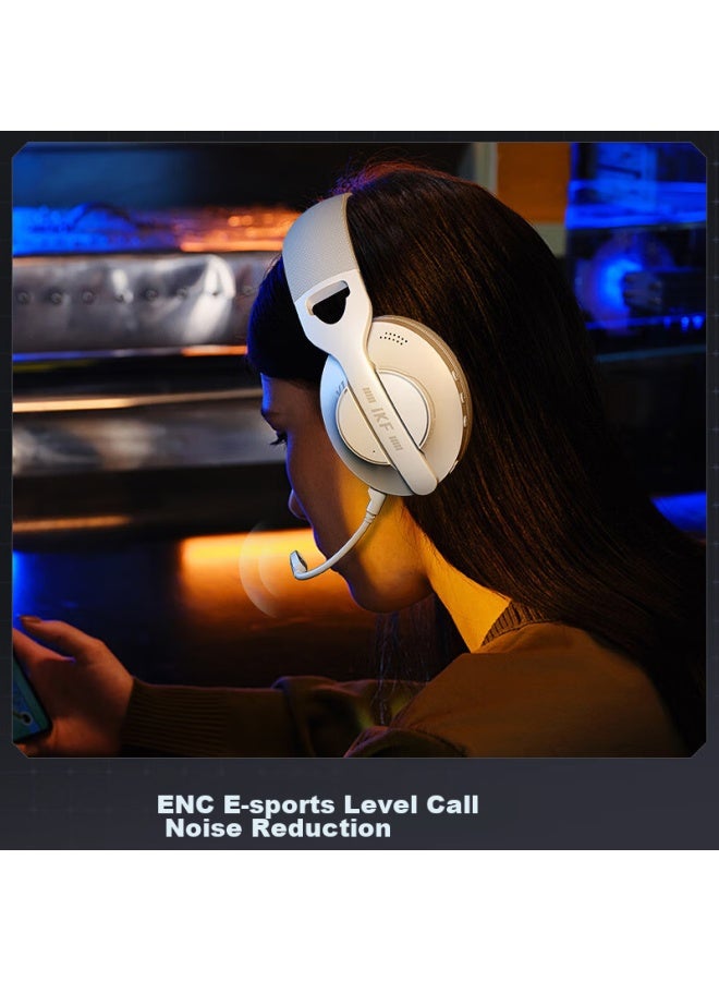 Ikf V1 Gray Ling Shark Three-mode 2.4g Headset Bluetooth Wireless Gaming Headset 5.4 Lightweight Chicken Eating Fps Computer E-sports With Microphone Ultra-long Battery Life Classic White - Image 3