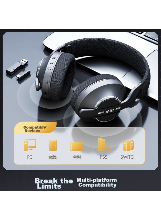 Ikf V1 Gray Ling Shark Three-mode 2.4g Headset Bluetooth Wireless Gaming Headset 5.4 Lightweight Chicken Eating Fps Computer E-sports With Microphone Ultra-long Battery Life Classic White - Image 4