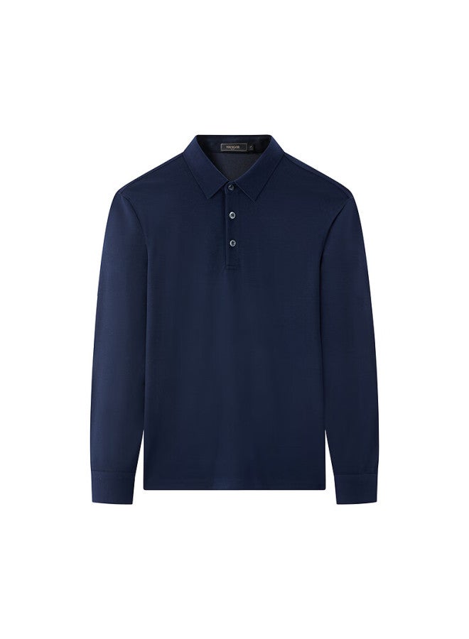 Youngor [antibacterial And Anti-static] Men's Machine Washable Wool Business Casual Long-sleeve Polo Shirt For Autumn And Winter, 519960 - Image 3