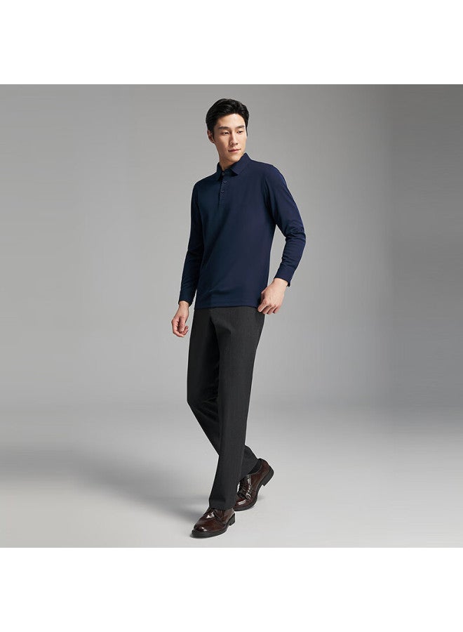 Youngor [antibacterial And Anti-static] Men's Machine Washable Wool Business Casual Long-sleeve Polo Shirt For Autumn And Winter, 519960 - Image 1