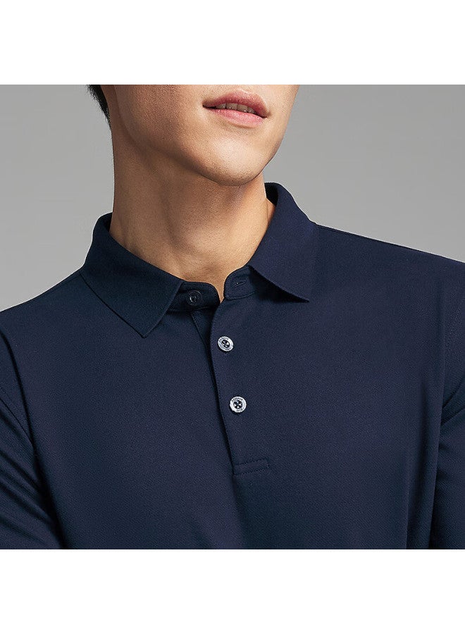 Youngor [antibacterial And Anti-static] Men's Machine Washable Wool Business Casual Long-sleeve Polo Shirt For Autumn And Winter, 519960 - Image 2