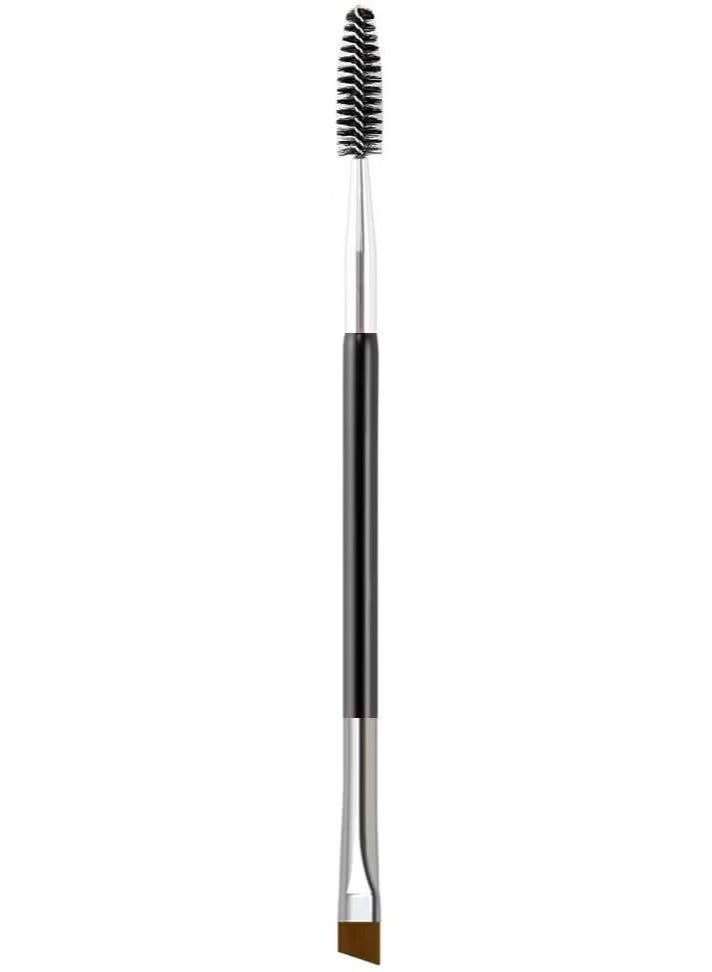 Gecomo 2-Piece Dual-Ended Professional Eyebrow & Eyelash Brush Set - Angled Tip for Precise Shaping + Spiral Wand for Natural Grooming, Stylish Black Design - Image 1