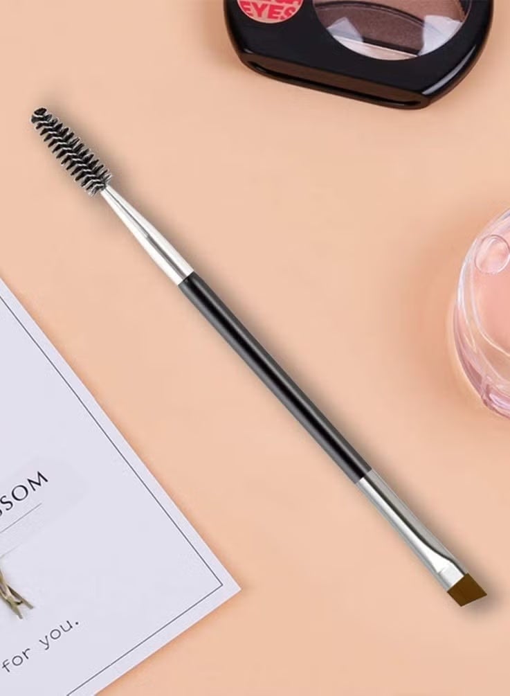 Gecomo 2-Piece Dual-Ended Professional Eyebrow & Eyelash Brush Set - Angled Tip for Precise Shaping + Spiral Wand for Natural Grooming, Stylish Black Design - Image 4