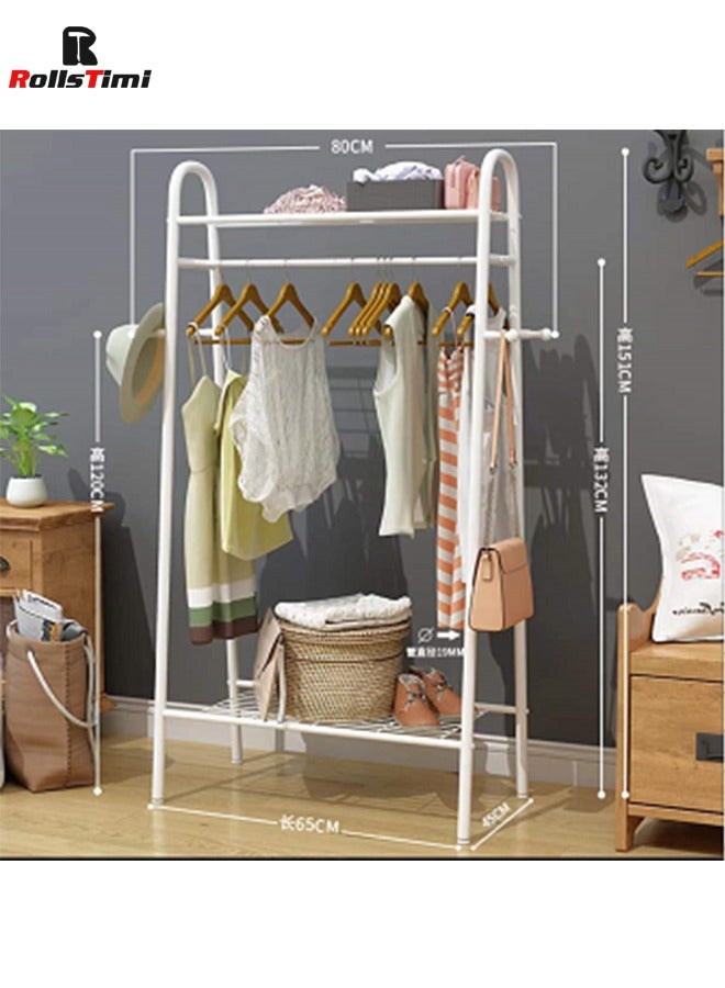 RollsTimi  Freestanding Hanger Clothes Rail 2 Tier Clothes Drying Rail Heavy Duty Metal Clothes Hanging Rail for Home Garment Storage Indoor Easy Storage Adds Instant Closet Space,White - Image 5