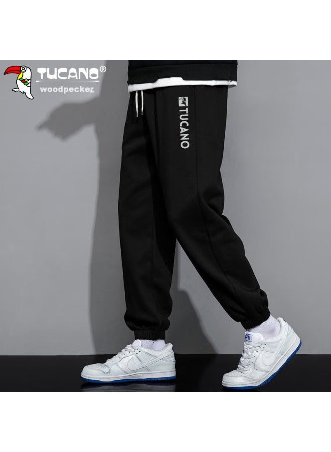 Tucano Tucano Casual Pants For Men, Spring And Summer Korean Style Trousers, Loose-fitting Sports Trendy Sweatpants With Elastic Cuffs, Black, Xl - Image 1