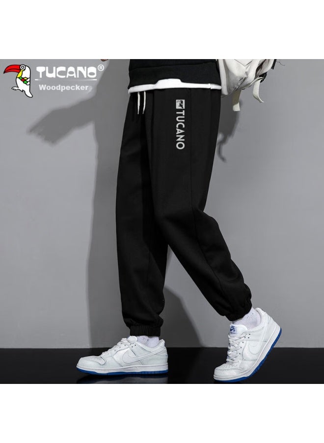Tucano Tucano Casual Pants For Men, Spring And Summer Korean Style Trousers, Loose-fitting Sports Trendy Sweatpants With Elastic Cuffs, Black, Xl - Image 4