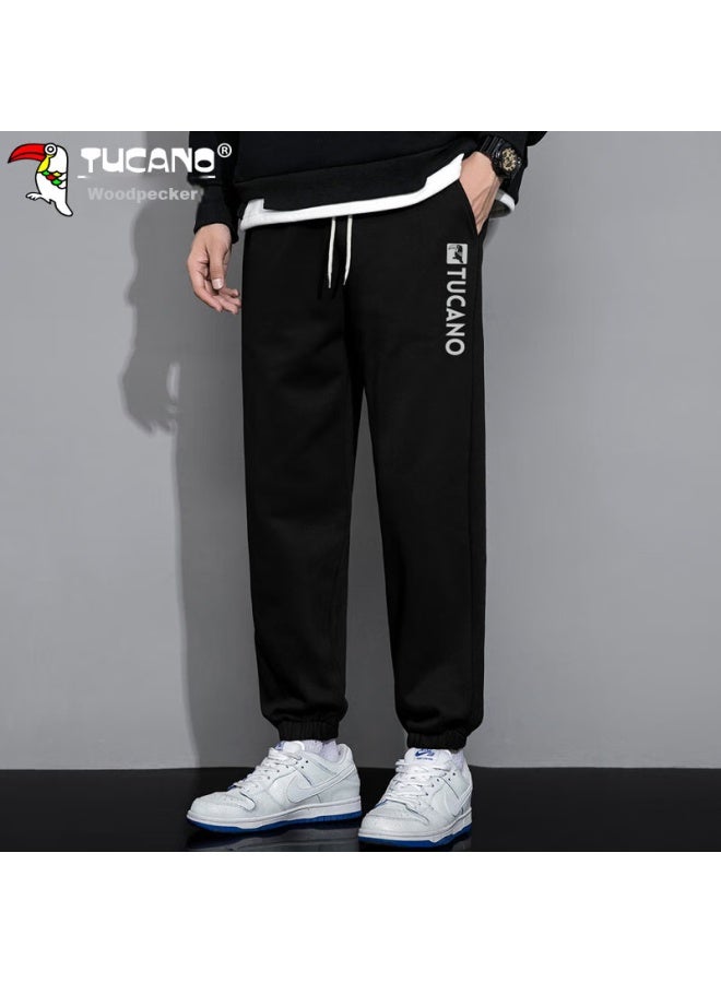 Tucano Tucano Casual Pants For Men, Spring And Summer Korean Style Trousers, Loose-fitting Sports Trendy Sweatpants With Elastic Cuffs, Black, Xl - Image 3
