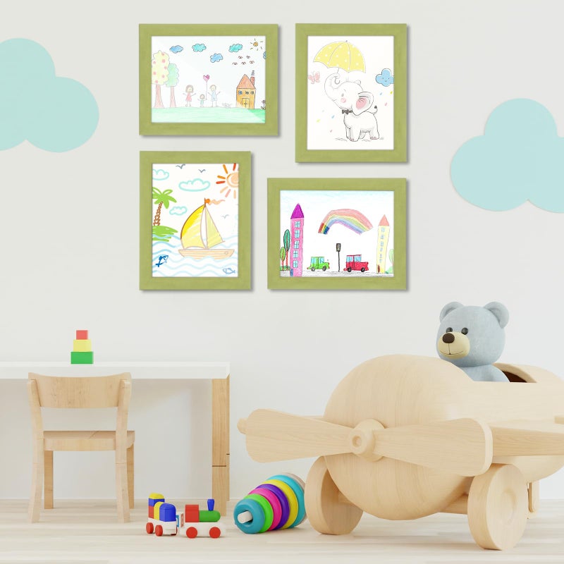 GULETHUN [2-Pack] Kids Art Frames  8.5x11 Front Opening Kids Artwork Frames Changeable  Soft Yellow Green Artwork Display Storage Frame for Wall  Holds 50 Pcs  for 3D Picture  Crafts  Children Drawing  Hanging - Image 5