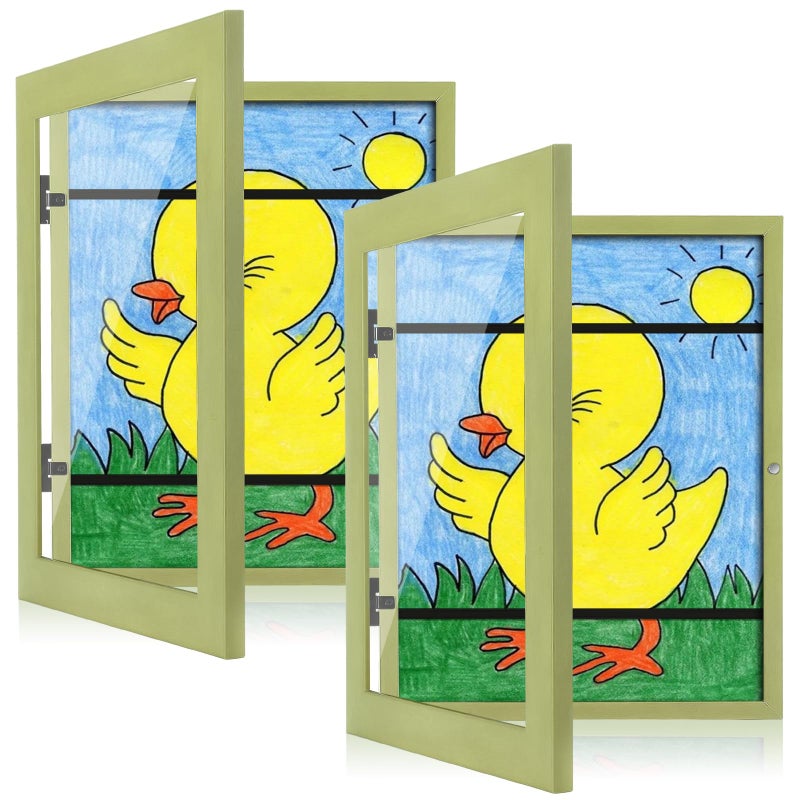 GULETHUN [2-Pack] Kids Art Frames  8.5x11 Front Opening Kids Artwork Frames Changeable  Soft Yellow Green Artwork Display Storage Frame for Wall  Holds 50 Pcs  for 3D Picture  Crafts  Children Drawing  Hanging - Image 1