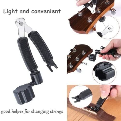 Mozart Guitar String Winder Cutter Pin Puller - 3 In 1 Multifunctional Guitar Maintenance Tool(Black) - Image 5