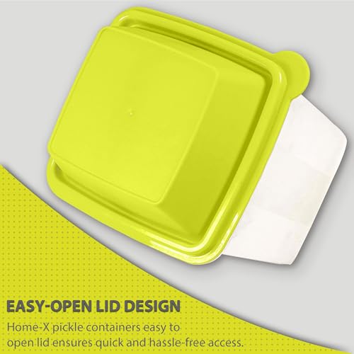 Home-X Pickle Container with Strainer - BPA Free Jalapeno Container for Mess-Free Storage of Condiment Food - Pickle Holder with Easy to Open Lid Design (Green) - Image 3