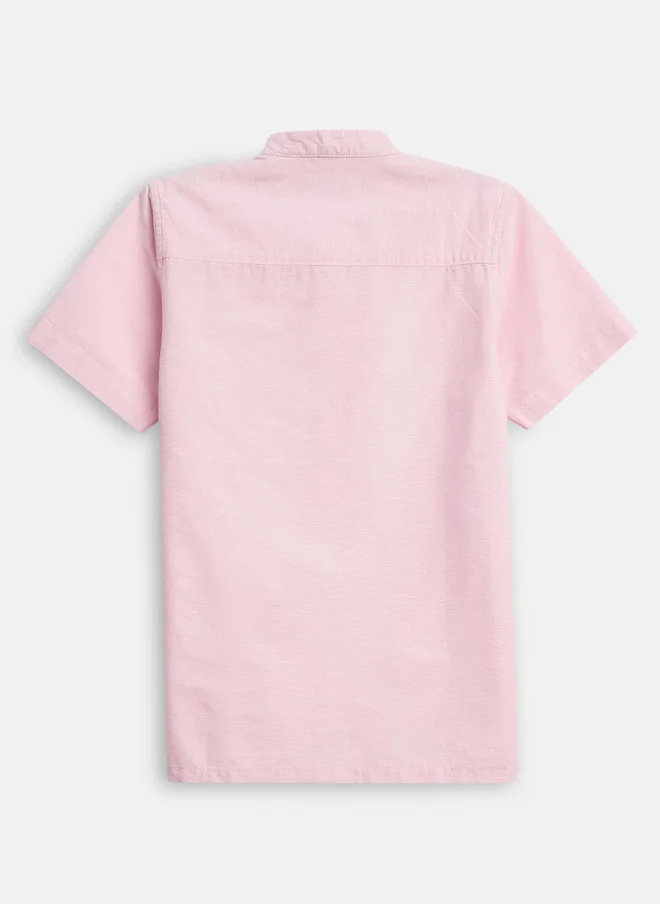 بونكيدز BONKIDS Boys Pink Opaque Casual Shirt with Mandarin Collar