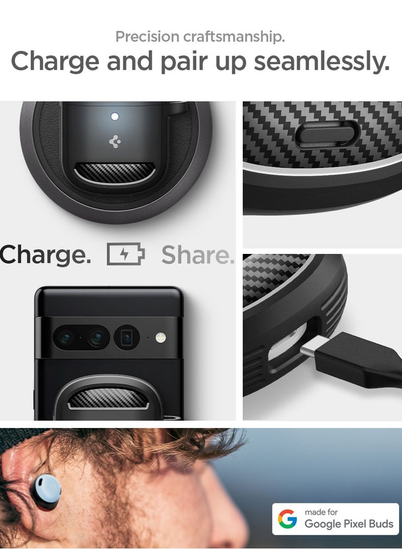 Rugged Armor for Google Pixel Buds Pro 2 Case (2024) / Buds Pro 1 (2021) Case Cover with Carbon Fiber Accents - Matte Black