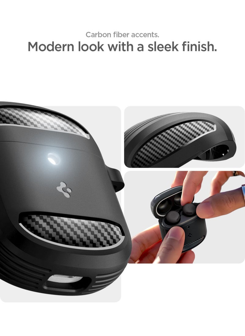 Spigen Rugged Armor for Google Pixel Buds Pro 2 Case (2024) / Buds Pro 1 (2021) Case Cover with Carbon Fiber Accents - Matte Black  - Image 3