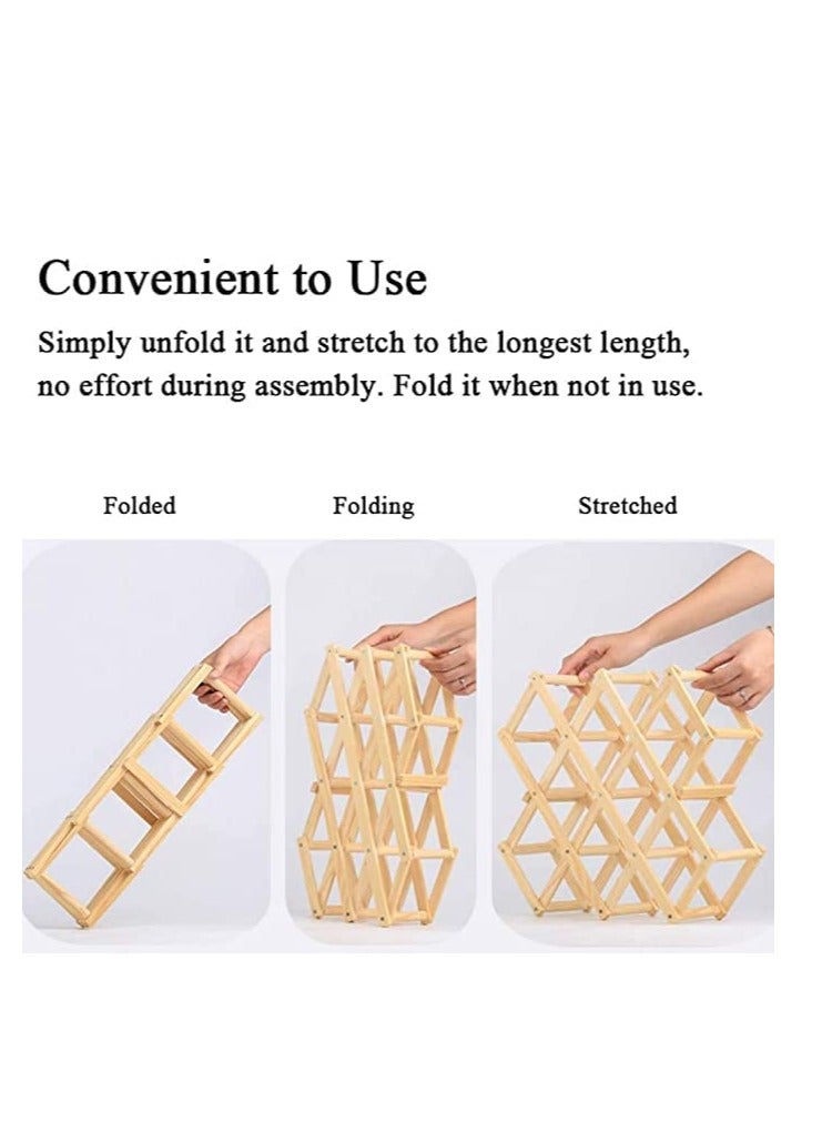 Generic FFD Foldable Free Standing Wooden Wine Rack - 10 Bottle Capacity Countertop Storage for Kitchen, Bars, Pantry, and Wine Cellars”  - Image 3