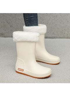 Generic Korean Fashion Waterproof Non-Slip Rain Boots White [plus cotton]] 
