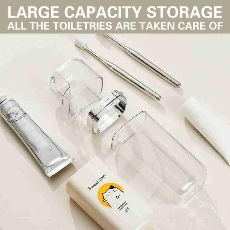 Prostuff.in Toothbrush and Toothpaste Holder, 3-in-1 Cartoon Cute Tooth Brush Holder and Rinse Mouthwash Cup with Handle, Tooth Brush case for Camping, Traveling, Home, 20.7 x 7cm, Multicolour, 1Pc. - Image 3