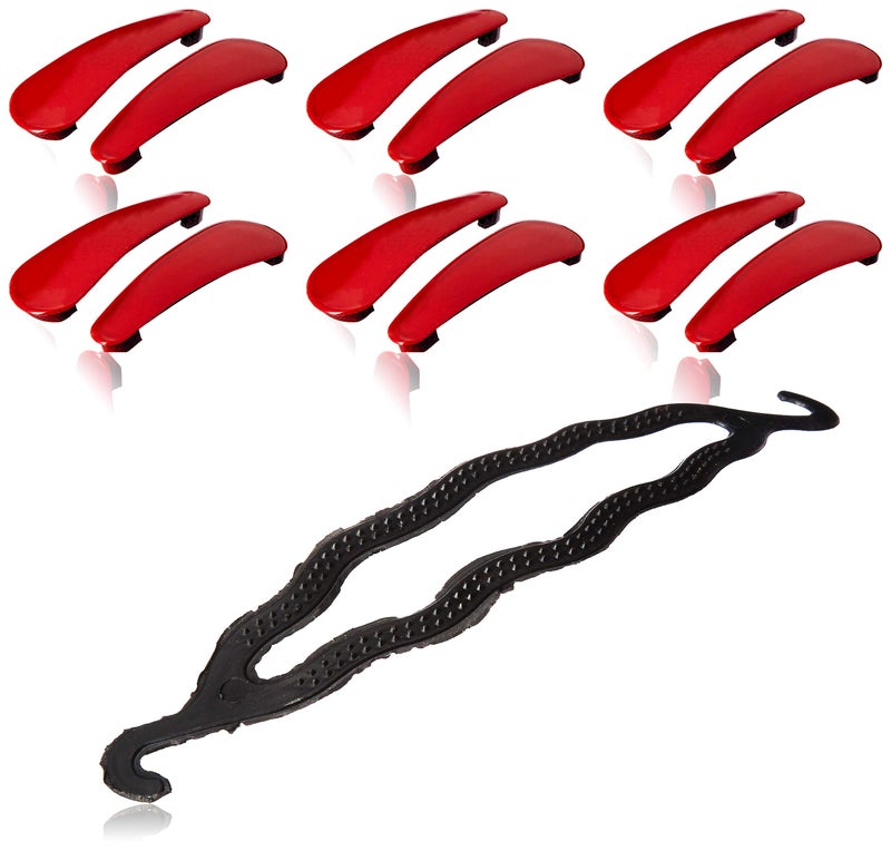 Chanderkash Solid Tic Tac Hair Clips, Red (Pack Of 12) With Free 1 Bun/Juda Maker - Image 4