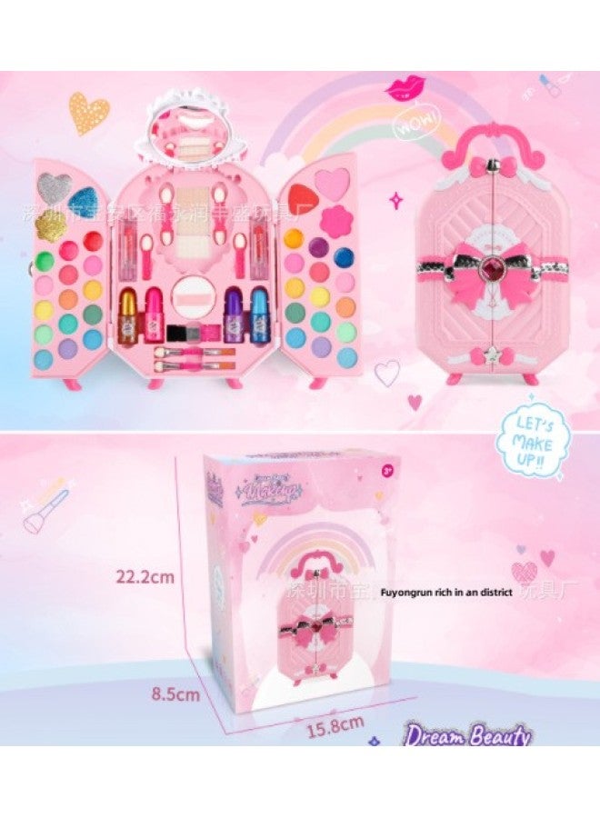 Sweetheart Suitcase Makeup Children's Beauty Case Washable Eye Shadow Lip Gloss Hand Makeup Case Gift-Color:571G/Sweetheart Suitcase - Image 1
