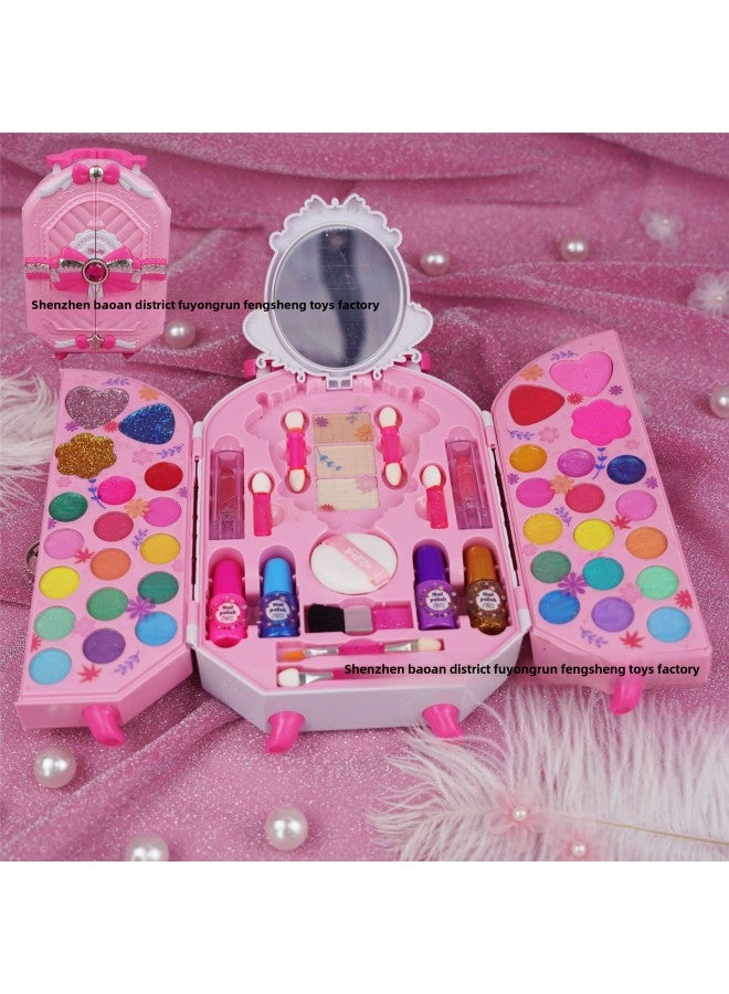 Sweetheart Suitcase Makeup Children's Beauty Case Washable Eye Shadow Lip Gloss Hand Makeup Case Gift-Color:571G/Sweetheart Suitcase - Image 2