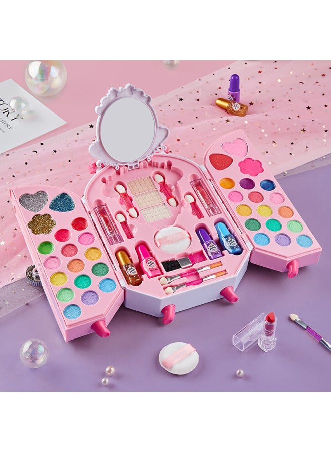 Sweetheart Suitcase Makeup Children's Beauty Case Washable Eye Shadow Lip Gloss Hand Makeup Case Gift-Color:571G/Sweetheart Suitcase - Image 3