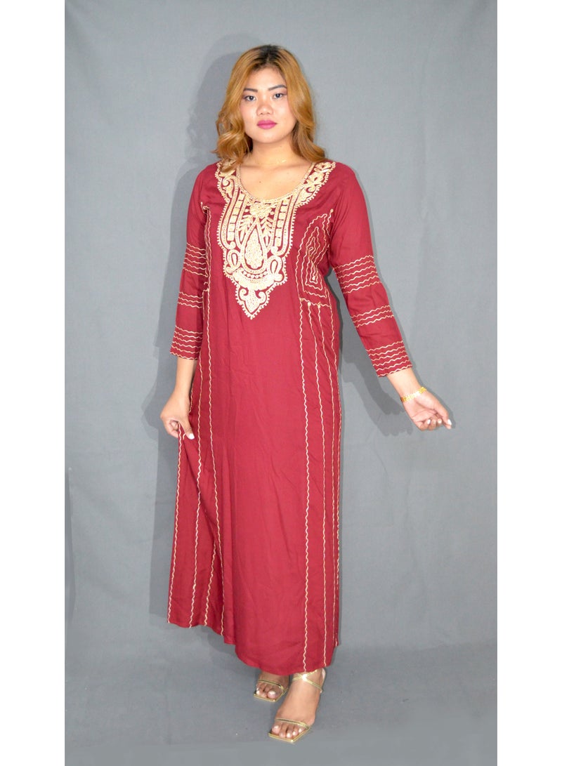 Zainah Elegant Women’s Jalabiya Dress – Modest Long Dress with Embroidered Details | Soft Viscose-Polyester Blend | Perfect for Casual & Formal Wear - Image 2