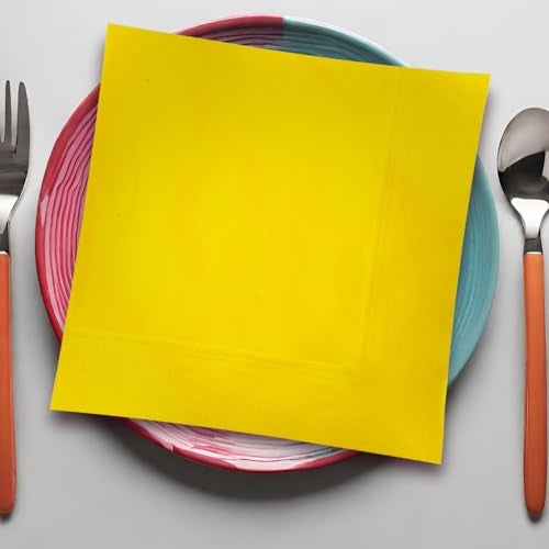 Unique Sunflower Yellow Solid Beverage Paper Napkins - 5"x5", Pack of 20 - Soft & Durable, Vibrant & Elegant - Perfect For Parties or Events - Image 3