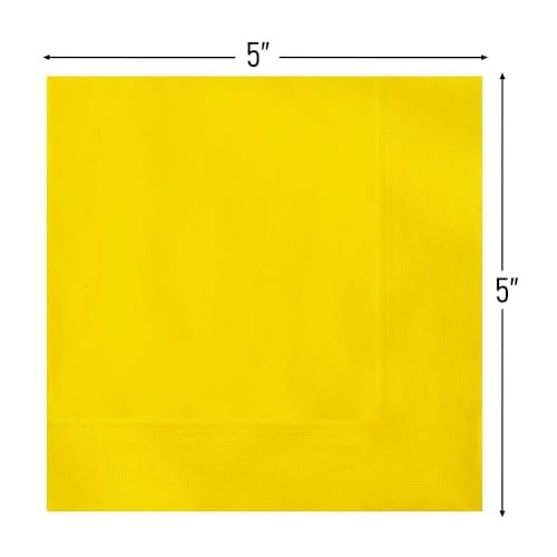 Unique Sunflower Yellow Solid Beverage Paper Napkins - 5"x5", Pack of 20 - Soft & Durable, Vibrant & Elegant - Perfect For Parties or Events - Image 2