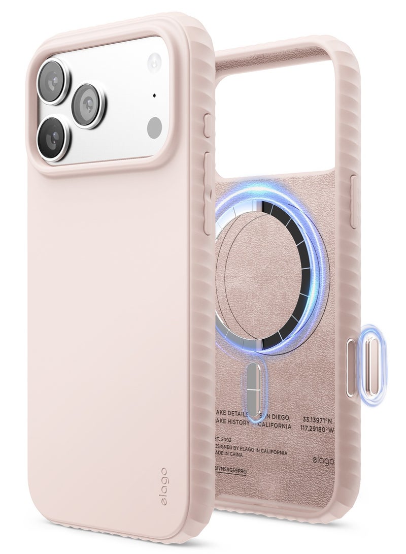 Elago Magnetic Ridge Silicone for iPhone 17 Pro MAX case cover [Camera Control Button Cover] compatible with MagSafe Shockproof - Light Pink - Image 1