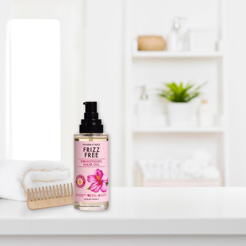 PHARM TO TABLE Frizz Free Smoothing Hair Oil - Made with Antioxidant-Rich Argan Oil, Nourish and Detangle Your Hair, 100ml - Image 3