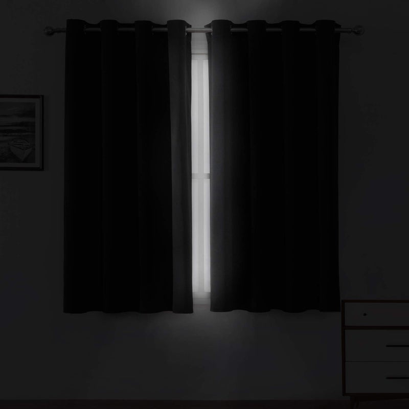 LEMOMO Black Blackout Curtains 52 x 63 Inch Length/Set of 2 Curtain Panels/Thermal Insulated Room Darkening Curtains for Bedroom and Living Room - Image 3