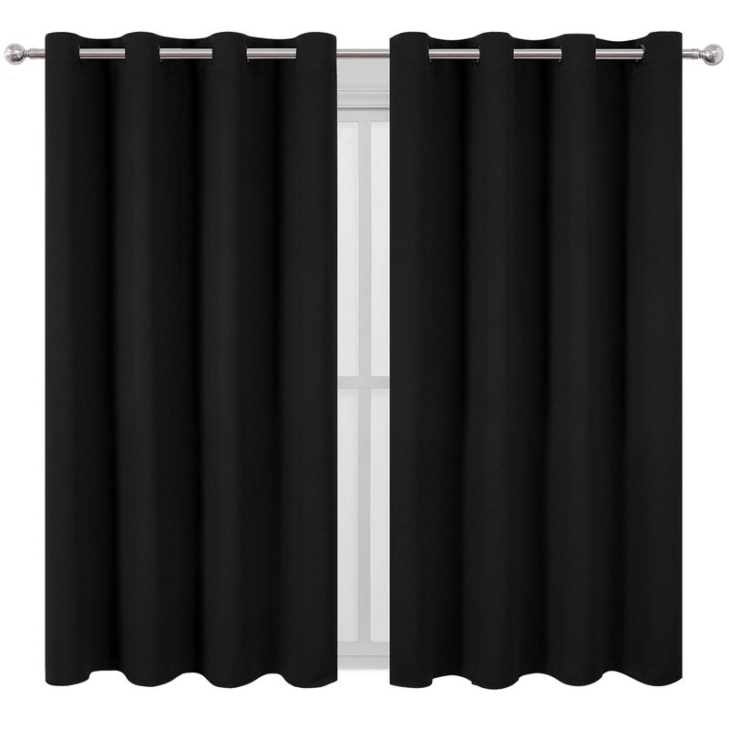 LEMOMO Black Blackout Curtains 52 x 63 Inch Length/Set of 2 Curtain Panels/Thermal Insulated Room Darkening Curtains for Bedroom and Living Room - Image 2