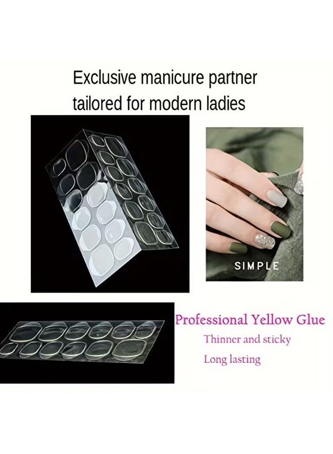 Goolsky 24 قطعة أظافر فرنسية لامعة باللونين الأسود والوردي مع لمسات من الجليتر، مجموعة أظافر مزيفة بطول متوسط وشكل مربع - Image 5