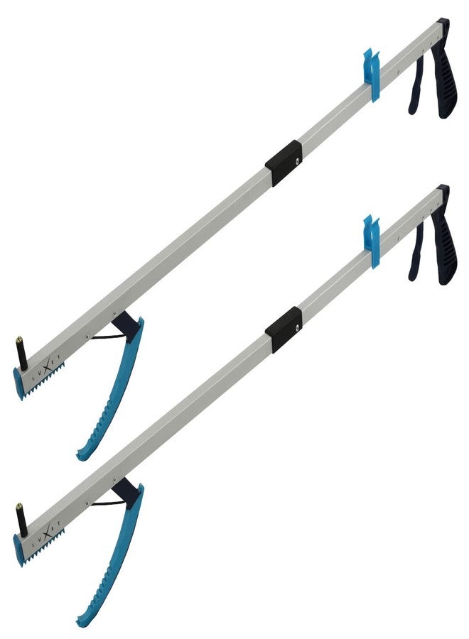 Grabber Tool 26" Stick Strong Grip - 2 Pack - Aluminum Claw, Magnetic Tip, Lightweight Foldable, Reacher Pickup Tool, Gripper Grabbers for Elderly Grab it Reaching Tool Trash Picker, Blue, By Luxet