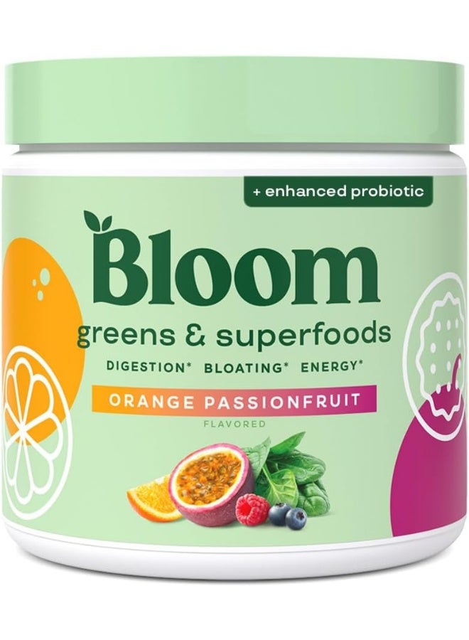 Bloom Nutrition Superfood Greens Powder, Digestive Enzymes with Probiotics and Prebiotics, Gut Health, Bloating Relief for Women, Chlorella, Juice Mix w/Beet Root Powder, 30 SVG, Orange Passionfruit - Image 1