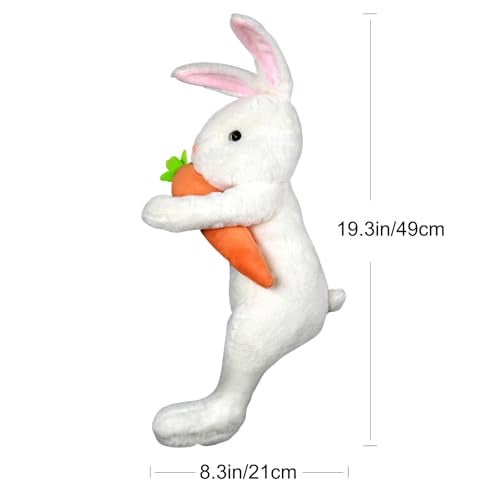 Hongsome Easter Bunny Tree Topper DecorationsSpring Plush Rabbit Hugged Carrot for Tree Basket Stuffers Holiday Home Party Supplies Decor White - Image 3
