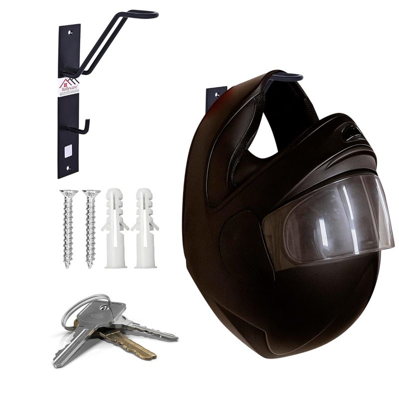 ROLLYWARE ® Open and Full face Wall mountable Multipurpose Organizer Hook Helmet and Jacket Hanger, Wall Mount Helmet Hook Stand (1, BLACK) - Image 2
