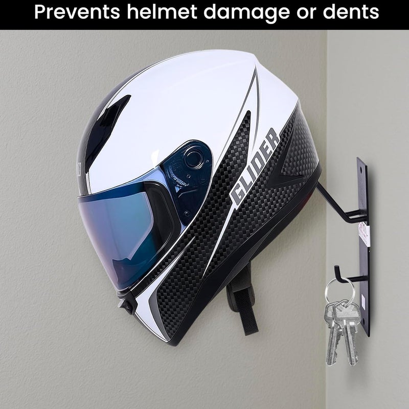 ROLLYWARE ® Open and Full face Wall mountable Multipurpose Organizer Hook Helmet and Jacket Hanger, Wall Mount Helmet Hook Stand (1, BLACK) - Image 3