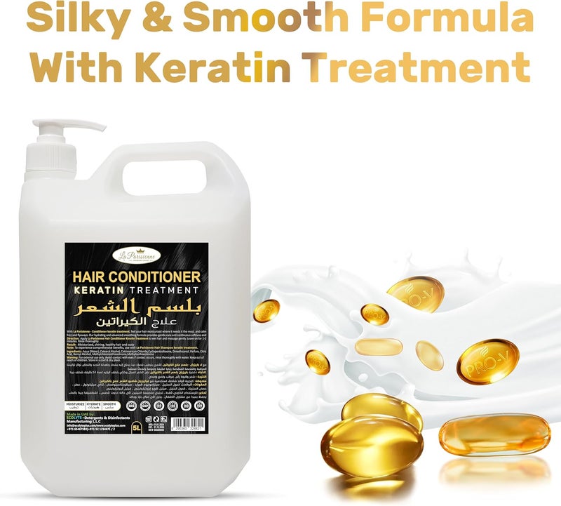 ECOLYTE+ La Parisienne Premium Luxury Conditioner - Keratin Treatment for Smooth, Strong, and Nourished Hair (5 Liter) - Image 3